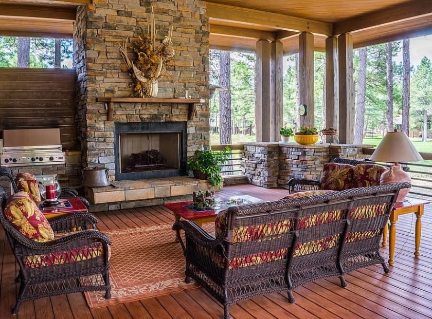 porch fireplace design house furniture deck cozy luxury patio
